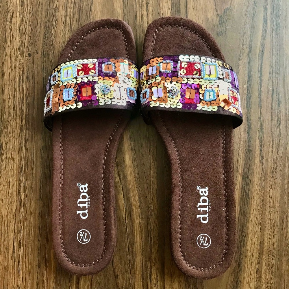 Beaded Slide Sandals 7.5